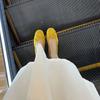 Princess Xiangchen's new bow-tie yellow single shoes women's flat-soled shallow-mouth shoes soft-soled Doudou shoes French ballet shoes