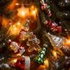 9pcs Glass Christmas Tree Hanging Decoration Creative Glass Snowman Snowflake Christmas Tree Santa Claus Candy Christmas Hat Set