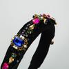 Baroque Heavy Bead Emerald Crystal Headband Luxury Sequins Padded Hairband Retro Vintage Palace Prom Sparkly Hair Accessory