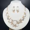 1 Set Multicolor Flowers Crystal Jewelry Set Enamel Pearl Necklace Earrings Set Exquisite Luxury Bridal Jewelry Set Banquet