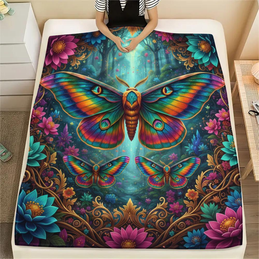 1PC 3D Butterfly Print Flannel Blanket, High Quality All Seasons, Home Decor, Warmth and Comfort, Perfect for Christmas Gifts