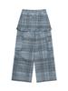 Eogeulliswedou Ruffle Check Skirt Cargo Pants (Blue)