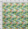 oneOone Cotton Flex Aqua Blue Fabric Tropical Floral with Birds Fabric for Sewing Printed Craft Fabric by The Yard 40 Inch