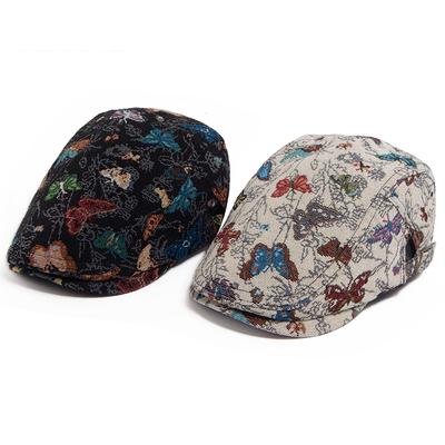 Women Berets Butterfly Embroidery Vintage Flat Cap Men Spring Autumn Newsboy Caps Fashion Female Elegant Ladies Visor Hat Girls