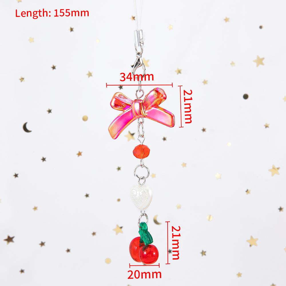 1Pc Phone Charm Pendant Cute Kawaii Pink Bowknot Keychain Bag Phone Strap Girl Cellphone Lanyard Keyring Birthday Jewelry DIY