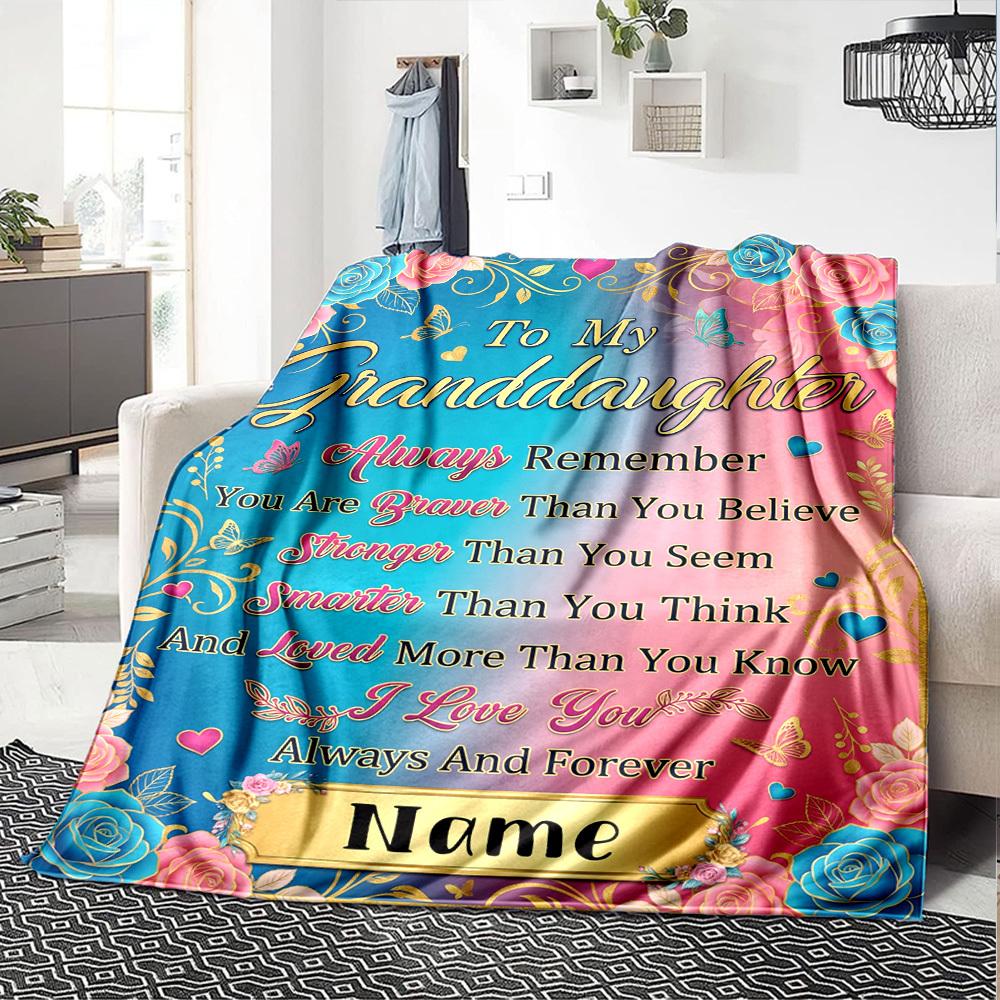 Granddaughter'S Love Hug Blanket Warmthful Decor Great For Sofa Couch Office Bed Picnics Four Seasons Multipurpose Digital Print Birthday Christmas