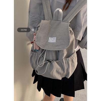 Casual Nylon Canvas Backpack Bag Women's 2025 New Fashion Letter Backpack Simple Large-capacity Travel Bag