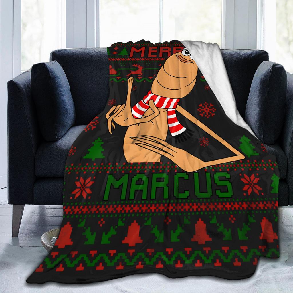 Marcus The Worm Ugly Christmas Plush Blanket Italian Brainrot Funny Throw Blankets for Home 150*125cm Ultra-Soft