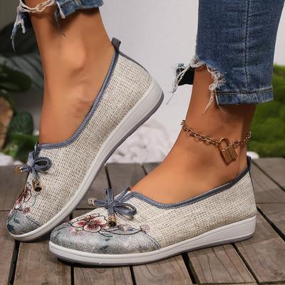Fashion Women Round Toe Embroidered Mesh Slipper Chinese Style Summer Outside Dress Mules Ladies Flat Heeled Breathable Slides Women