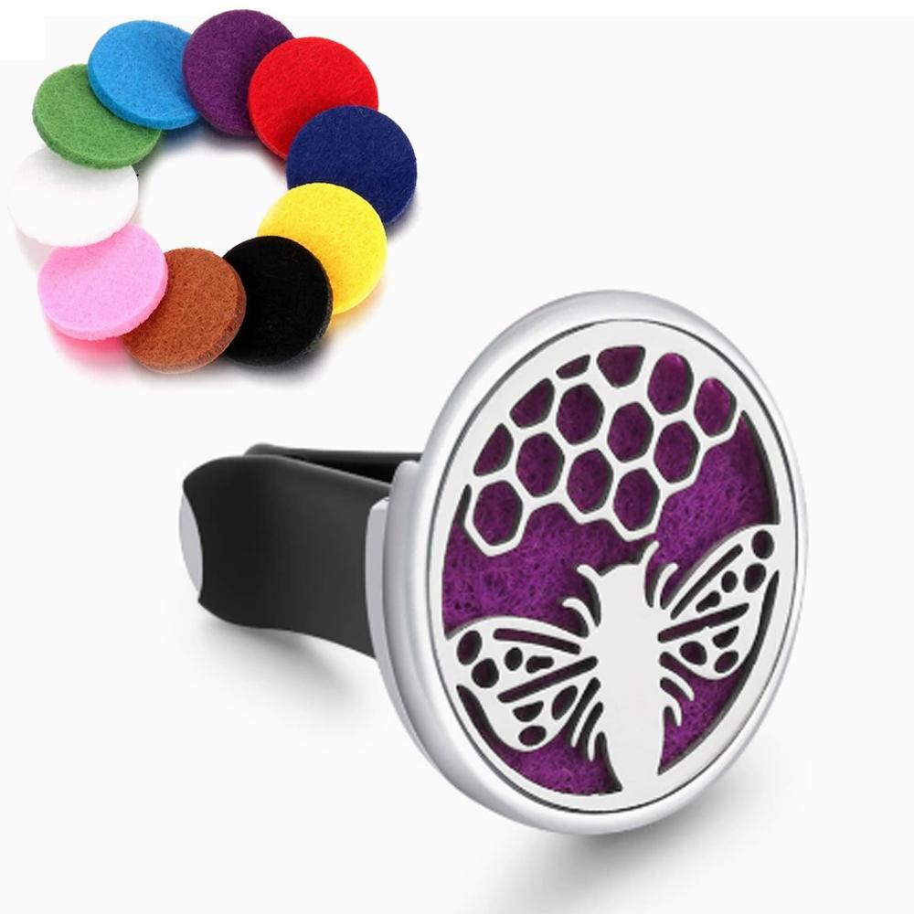 

Автомобильный аромадиффузор для эфирных масел - Освежитель воздуха с зажимом для вентиляционного отверстия из нержавеющей стали и 10 сменными подушечками F