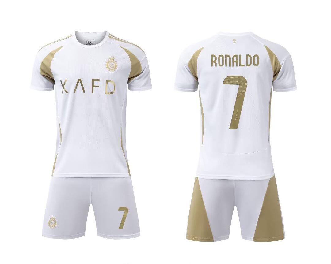 

Al Nassr Away White No. 7 Football Kit 2024-25 - Kids and Adult Sizes (14-3XL) Size 14/90