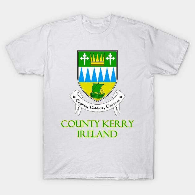Men Black Print T-shirt County Kerry, Ireland - Coat Of Arms No-Cut Transfer Paper Print Cotton Tshirt 4XL белый