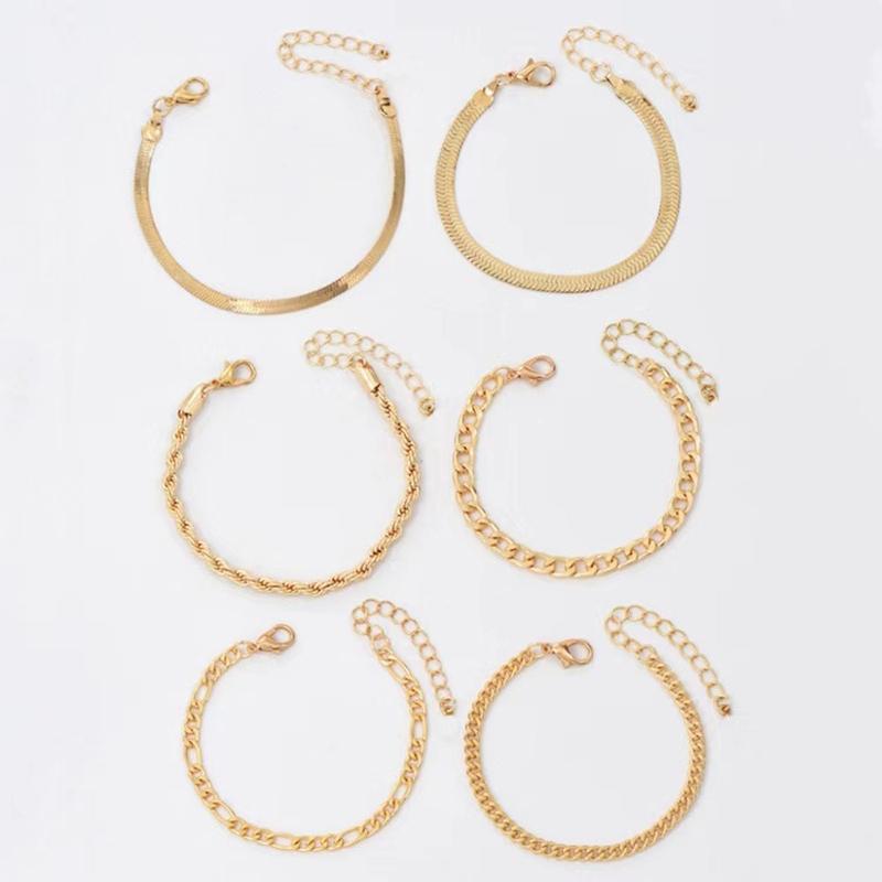 Simple Multi-layer Metal Blade Chain Bracelet Bohemian Fashion Layered Set Bracelet