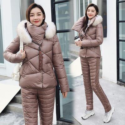 Vrouwen Winter Korte Capuchon Sjaalkraag Winddicht Twee Stukken Pak Jas Puffer Jas Katoen Gewatteerde Parka Warm Uitloper 6 Kleur