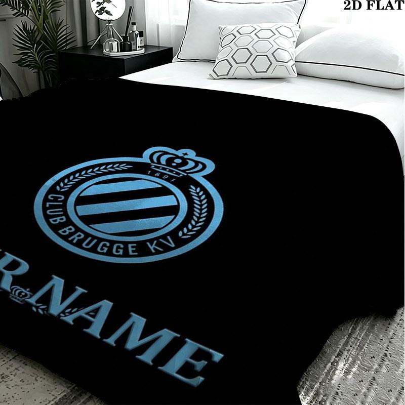 1PC Club Brugge KV Custom Name Patterned Flannel Blanket Suitable For All Seasons for Home Decor Warmth and Comfort Gifts Holiday Present