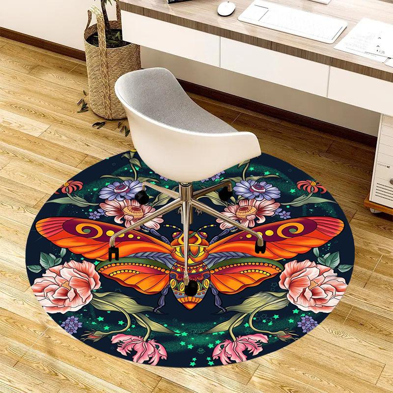 1pc Office Carpet Chair Mats Butterfly Flowers Mandala Artwork Perfect for Decorating Office Chairs, Living Rooms, Or Bedrooms