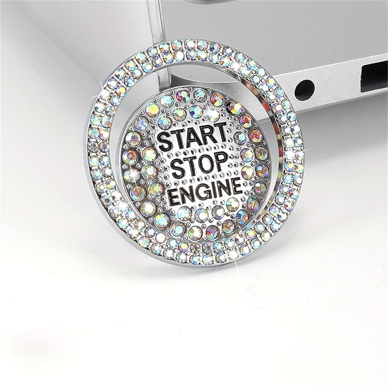 Set of 2 Car Start Button Stickers, Featuring a Rhinestone Ring Design for Decorative Purposes And, Ideal for Automotive Additions