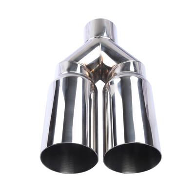 Universal 63mm Inlet 76mm Outlet Double Cylinder Stainless Steel Exhaust Tailpipe Muffler For Car Exhaust System Replacement