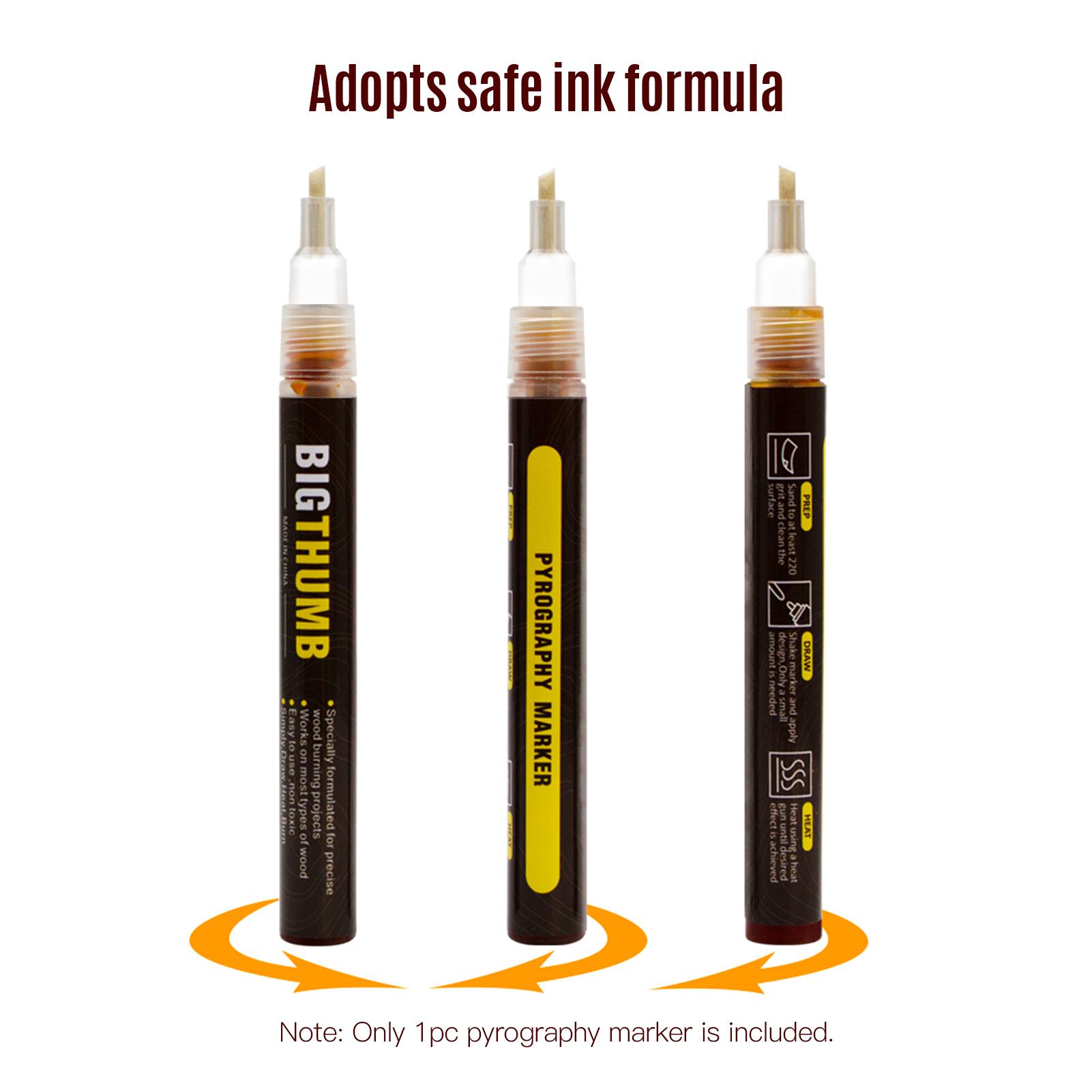 Pyrography Marker Chemical Wood Burning Marker Pen with Waterproof Gloves 4pcs Wood Safe Tools for Projects Wood Painting