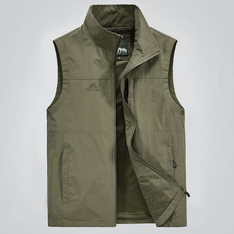 Men's Plus Size Quick-Dry Outdoor Casual Vest - Sleeveless, Loose Fit for Spring & Autumn