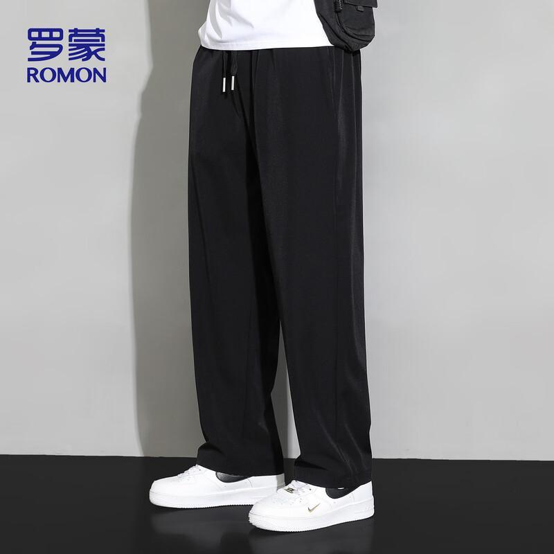 ROMON Men's Ice Silk Loose Straight Casual Pants