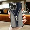 Retro Zipper Jeans Pattern Soft Phone Case For iPhone 15 16 17 Air 14 Pro Max 16E Plus 13 12 Mini Plating Anti-Fall Fundas