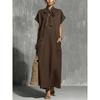 QICED Fashion Summer Spring Solid Color Print Short Sleeve Casual Dresses