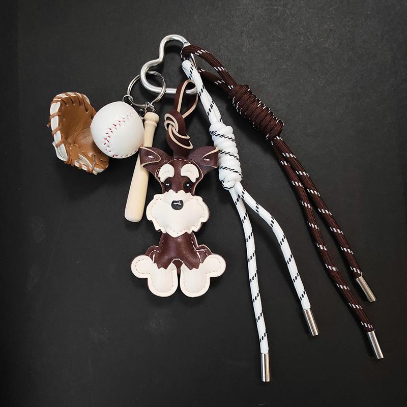 Yogodlns Cute Dog Hangbag Hanging Schnauzer Handmade Braided Rope Bag Pendant Gift Backpack Decorative Accessories