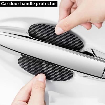 4 Universal Carbon Fiber Car Door Handle Protectors - Scratch Resistant Adhesive Film