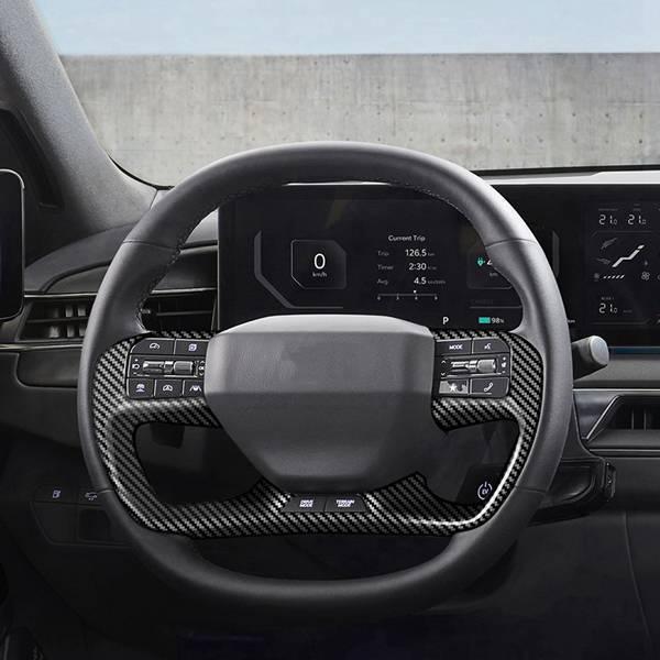 Carbon Fiber Texture ABS Steering Wheel Stickers for Kia EV9 2023-2024