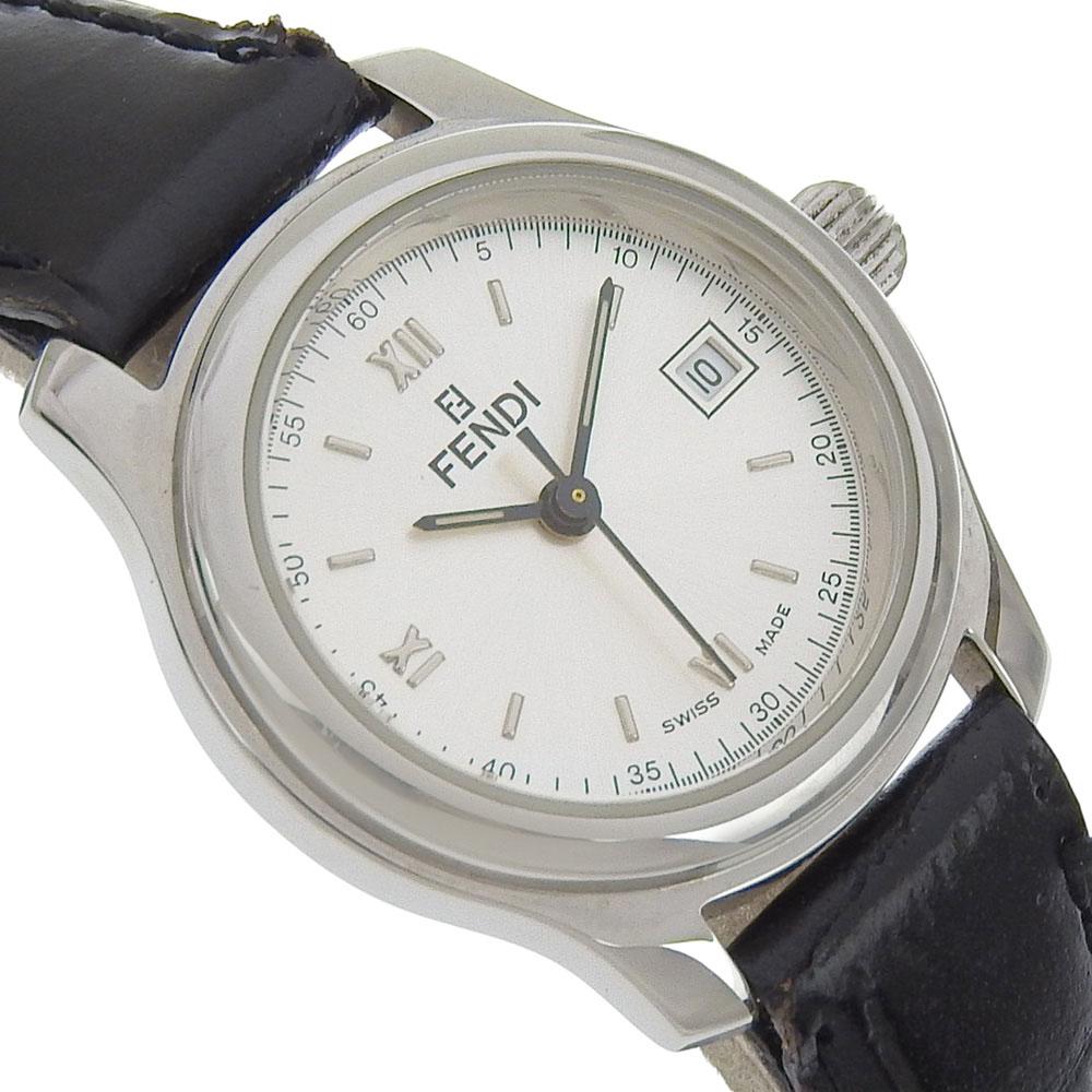 FENDI Olologi Watches 210L SilverDial Stainless Steel/leather Quartz Analog display Women Used