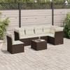 6 Piece Brown Garden Sofa Set with Cushions Poly Rattan