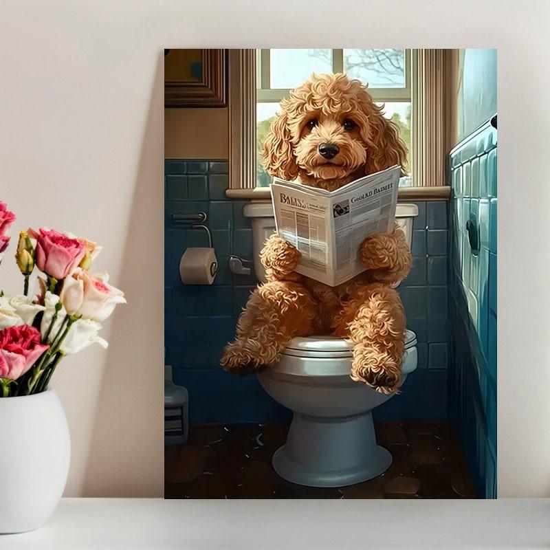 Humorous Poodle Canvas Art Humorous Poodle Canvas Wall Art - 1pc Unframed Modern Art Deco Vertical Poster for Living Room