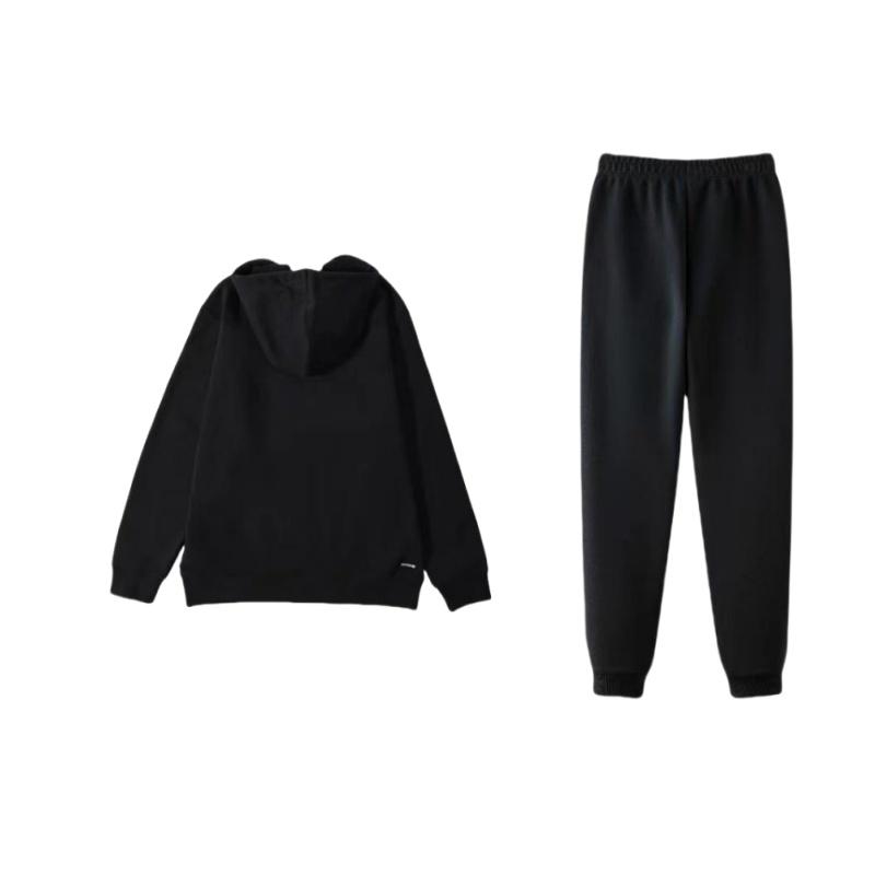 Li Ning Sports Lifestyle Series Letter Print Hooded Drop Shoulder Loose Long Sleeve Elastic Waist Long Pants Casual Sports Suit AKLT619-1+YWDT337-1