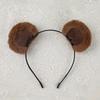 Brown Ears Headband Adjustable Cute Fuzzy Funny Ears Hairband Bear Costume Accessories for Kids Teens Women Holiday Christmas