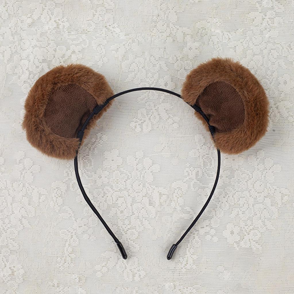 Brown Ears Headband Adjustable Cute Fuzzy Funny Ears Hairband Bear Costume Accessories for Kids Teens Women Holiday Christmas