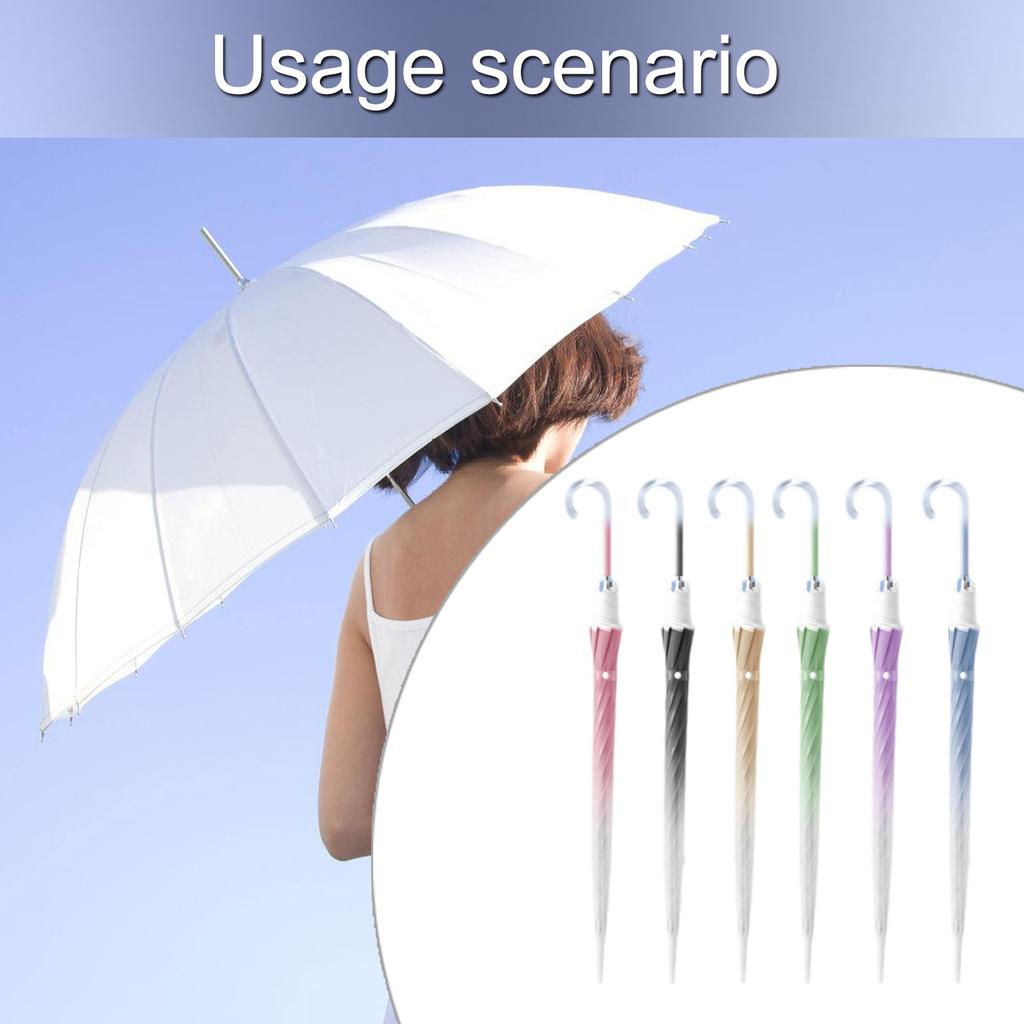 Creative Gradient Transparent Rain Umbrella with Curved Handle Automatic Open 8Rib Large Canopy Rain Shelter Gear