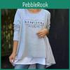 Autumn Fashion Neck Womens Round Back Button Letter Long Sleeve Pullover Top