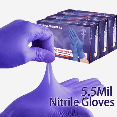 200 Pièces Gants en Nitrile Jetables 5 Mil Poudreux Sans Latex Violet Foncé Gant d'Examen en Nitrile pour la Nourriture la Cuisine la Maison le Jardin le Nettoyage