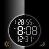 Korean Version of LED Simple Wall Clock Living Room Circular Clock Mute Digital Temperature and Humidity Electronic Clock 12-inch Wall Clock 6620