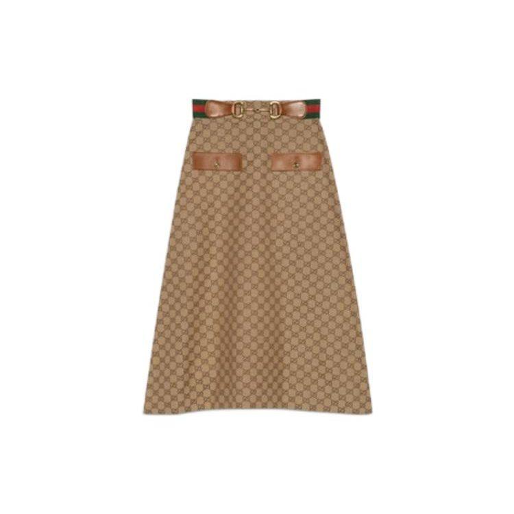 Previous Season GG Canvas Midi Skirt 681567-Z8AWI-2184