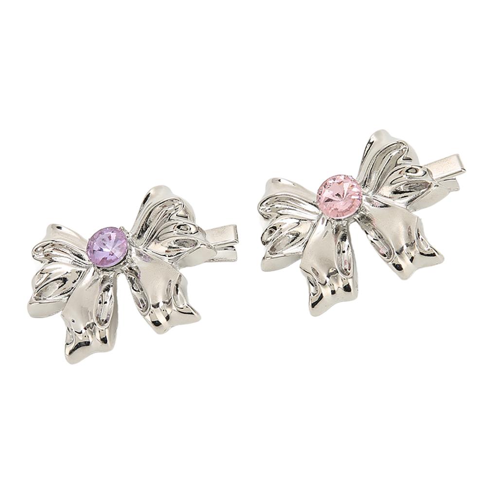 2 Stück Schleife Haarnadel Metall Wellen Silber Haarschleife Haarspange Zentraler Schmuck Niedliche Haarnadel