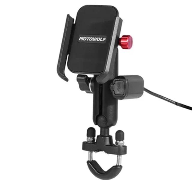Aluminum Alloy Handlebar Motorcycle Bike Phone Holder Stand with USB Charger Bicycle Moto Rearview Mirror Cellphone Bracket