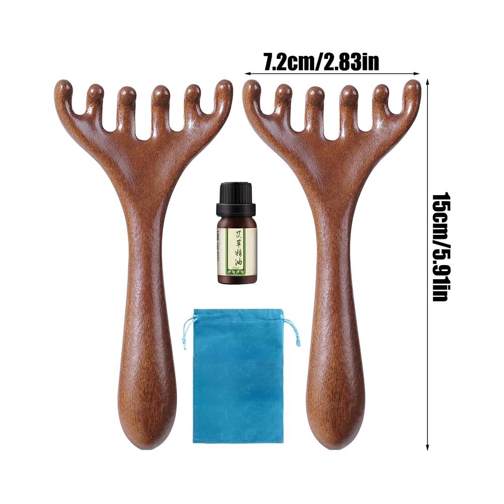 

2 шт. Меридианная щетка Массажные инструменты Расческа для массажа кожи головы 6-когтевой расслабляющий инструмент Деревянная щетка для головы для мужчин женщин Шея Тело Лицо Спа Дом коричневый