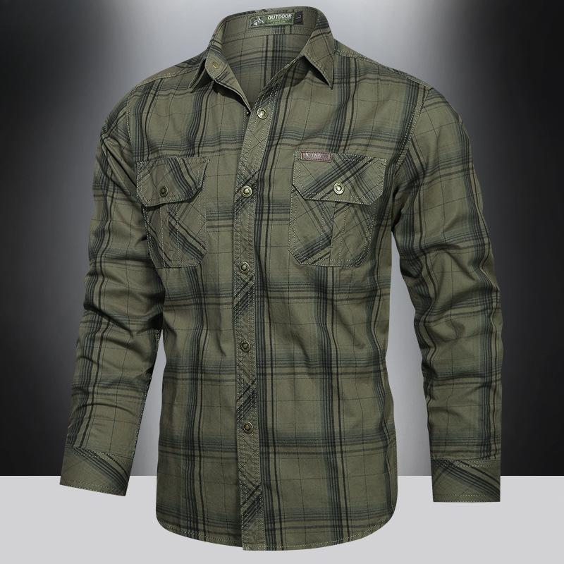 

Мужская рубашка с длинным рукавом, свободного кроя, большого размера, повседневная, трендовая, модная, в стиле милитари, ретро, куртка-рубашка 5XL армия зеленый
