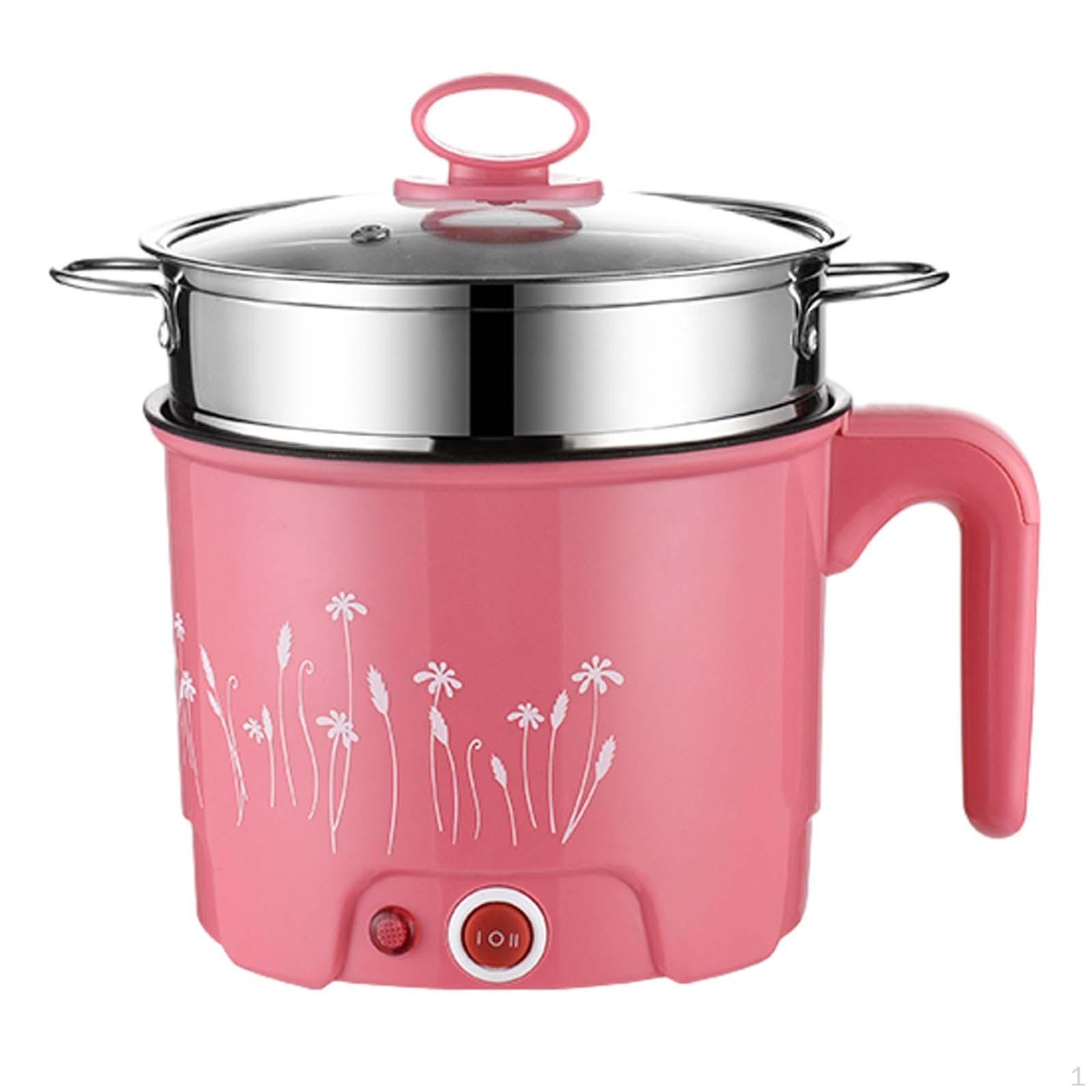 

Электрические кастрюли, многофункциональная портативная плита для лапши для приготовления стейков, однослойная, розовая With Steamer Pink