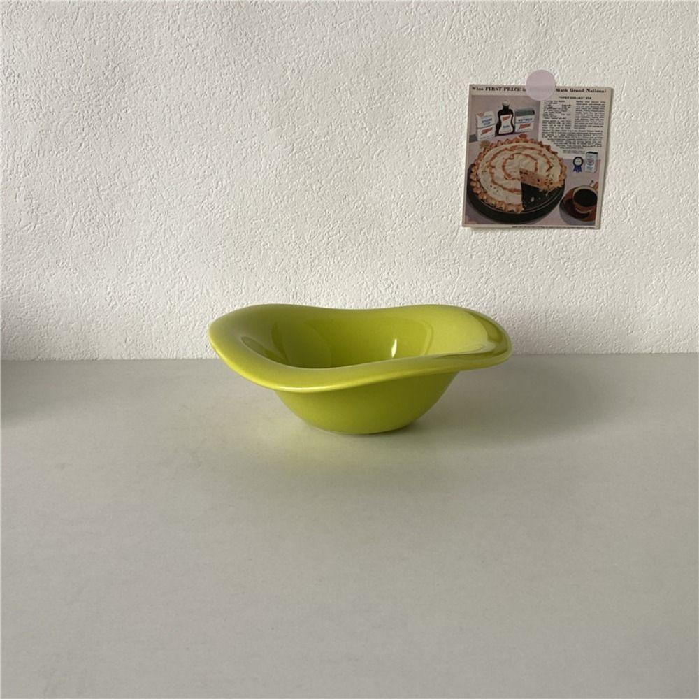 Solid Color Dessert Bowl Irregular Fruit Bowl Creative Wavy Salad Bowl  Afternoon Tea
