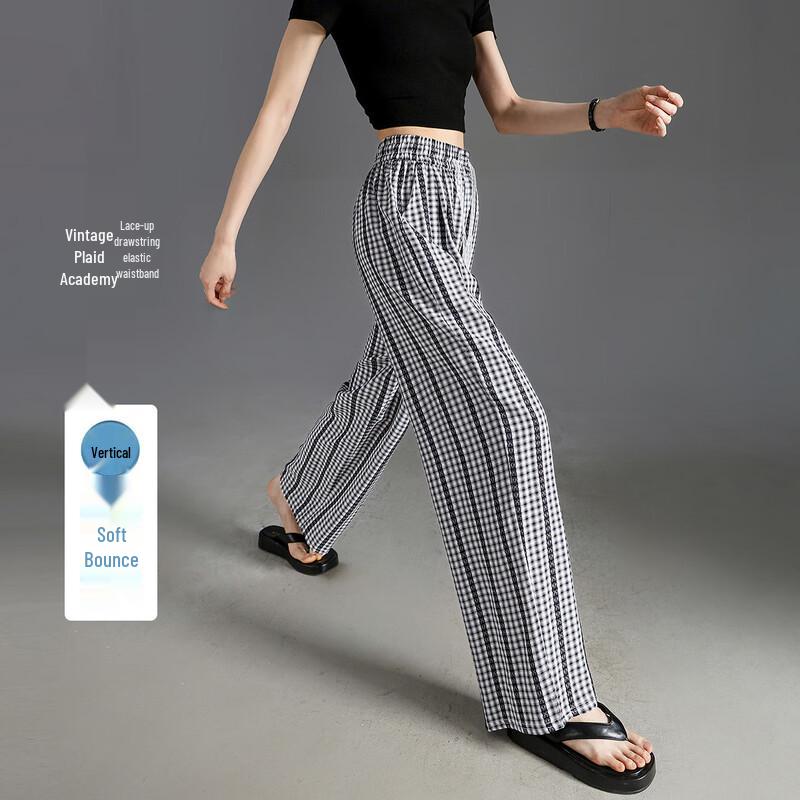 

Demanar Women s Retro Plaid Straight Leg Casual Pants S