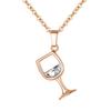 Women Wine Glass Pendant Zirconia Long Chain Necklace Jewelry Charms Gift