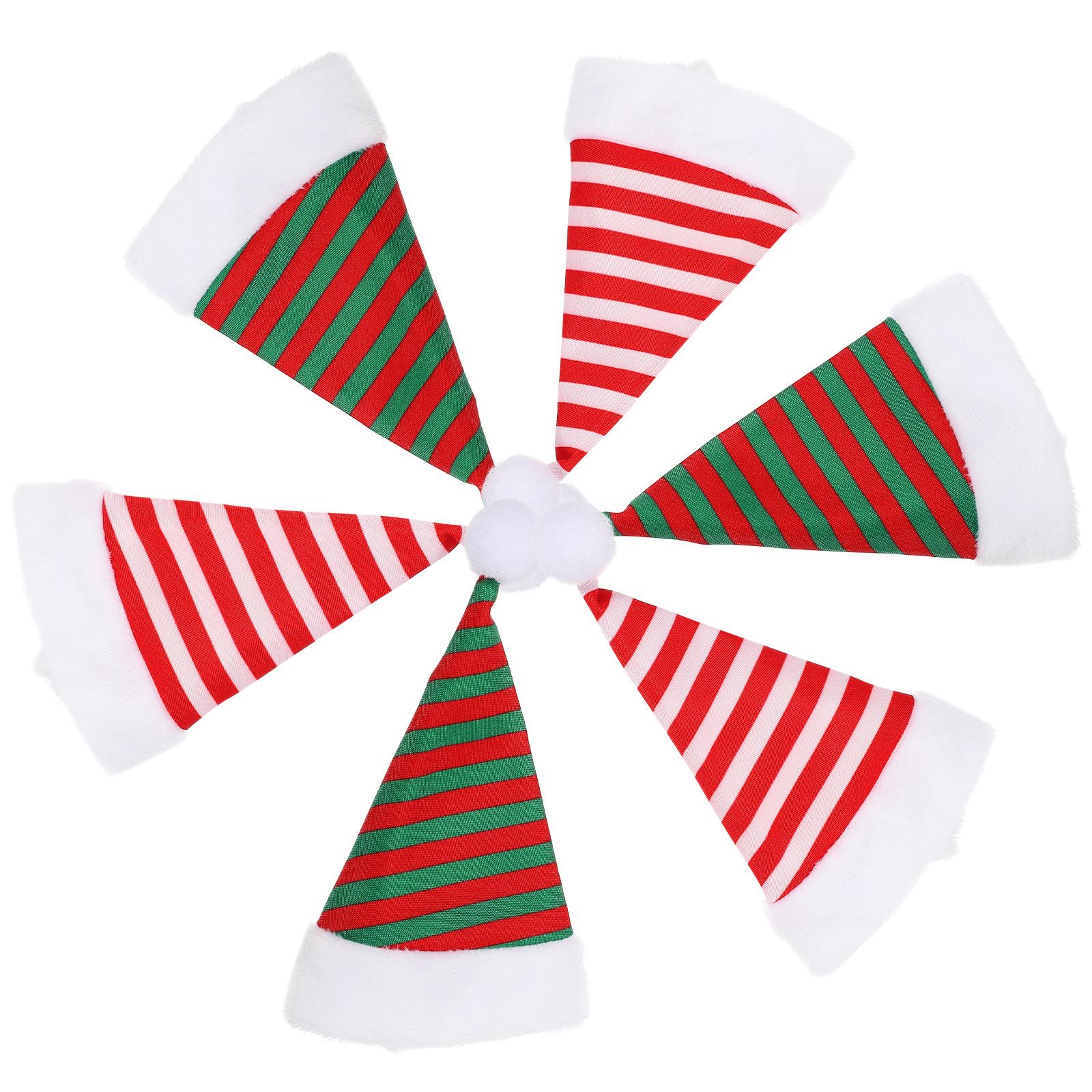 

6Pcs Mini Santa Hats Red Decorations for Silverware Lollipop Wine Bottle Candy Utensil Holder Party Favors Decor other